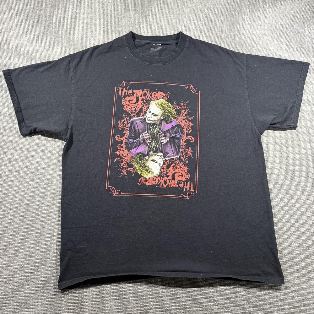 The Dark Knight Joker Shirt Mens XL Black Graphic Tee Batman Villain Movie